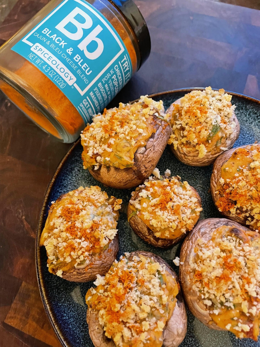 Black and Bleu Stuffed Mushrooms