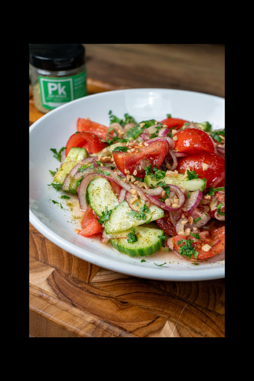 Hot Pickle Tomato and Cucumber Salad