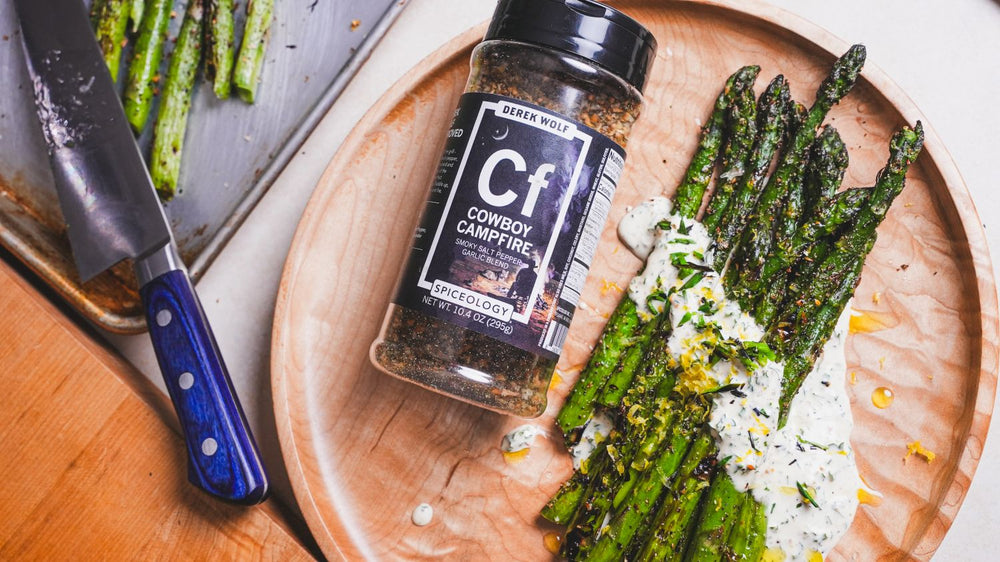 Cowboy Campfire Grilled Asparagus with Charred Chive Sauce Recipe