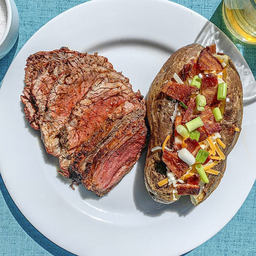 Red Tuxedo steak with loaded potato