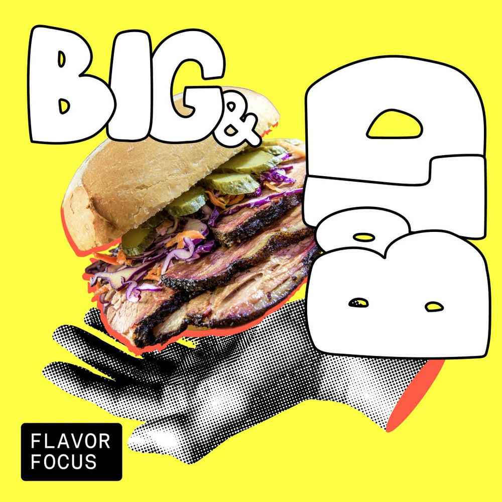 Promotional graphic reading Big and Bold with an illustrated sandwich on a yellow background